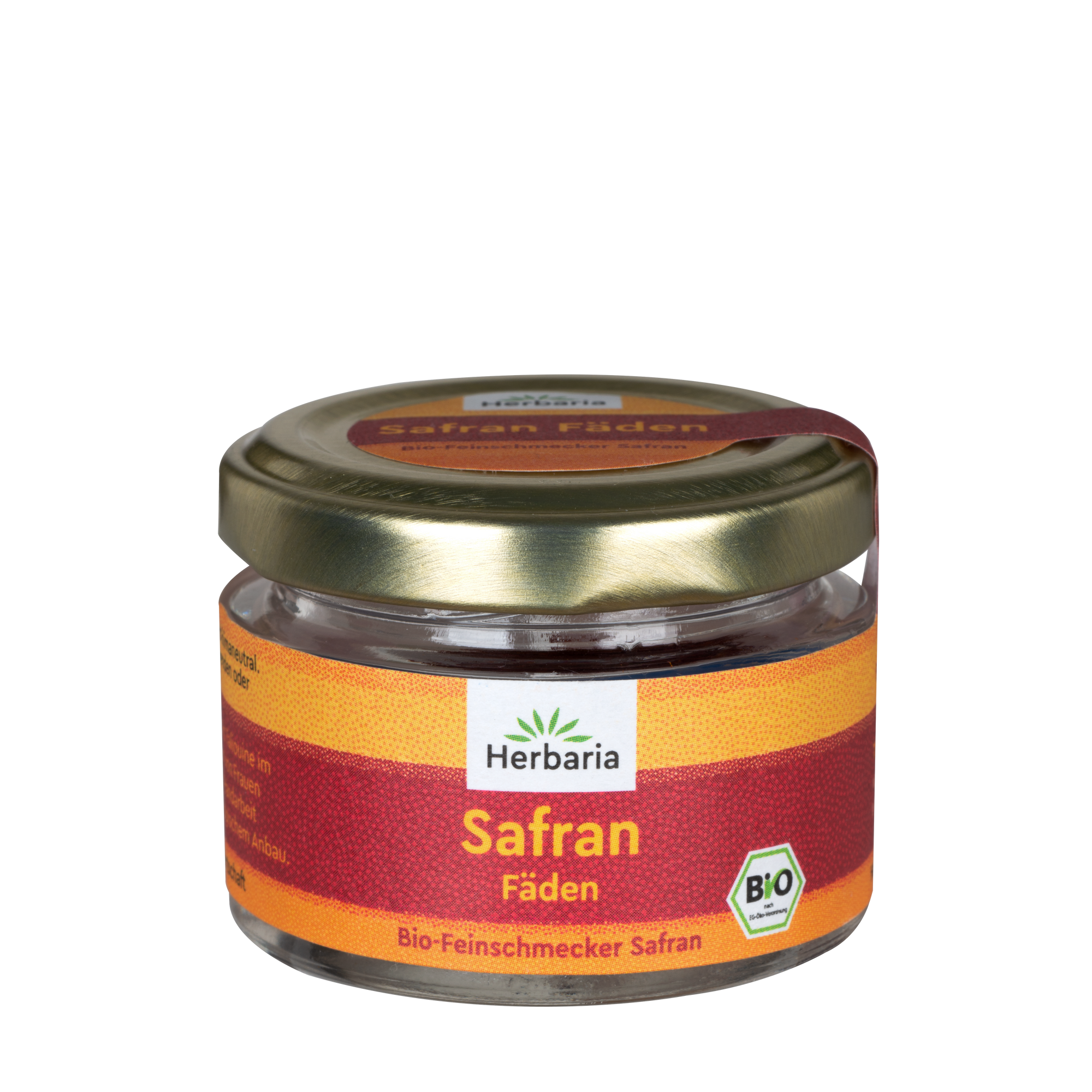 "Herbaria Bio-Safran Fäden im Gläschen."