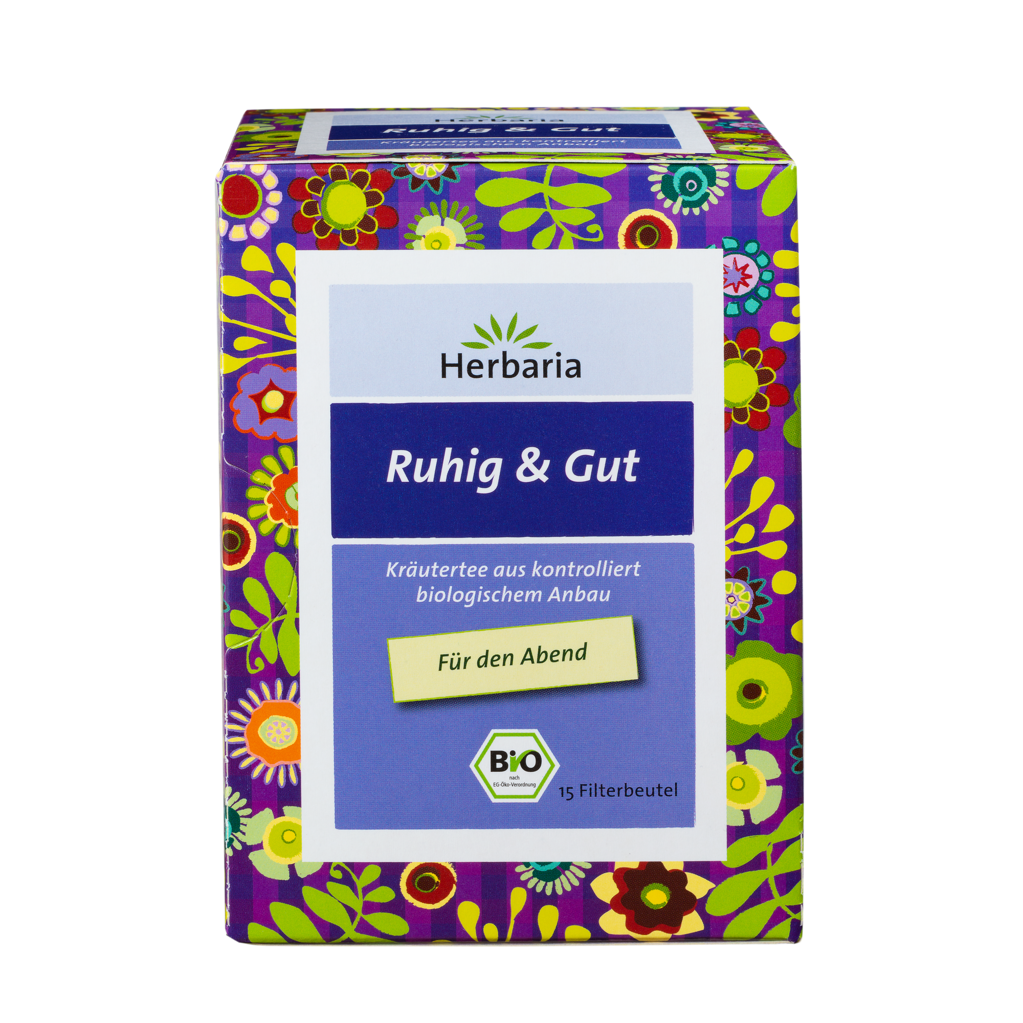 "Herbaria Ruhig & Gut Tee Bio-Kräutertee 15 Filterbeutel."