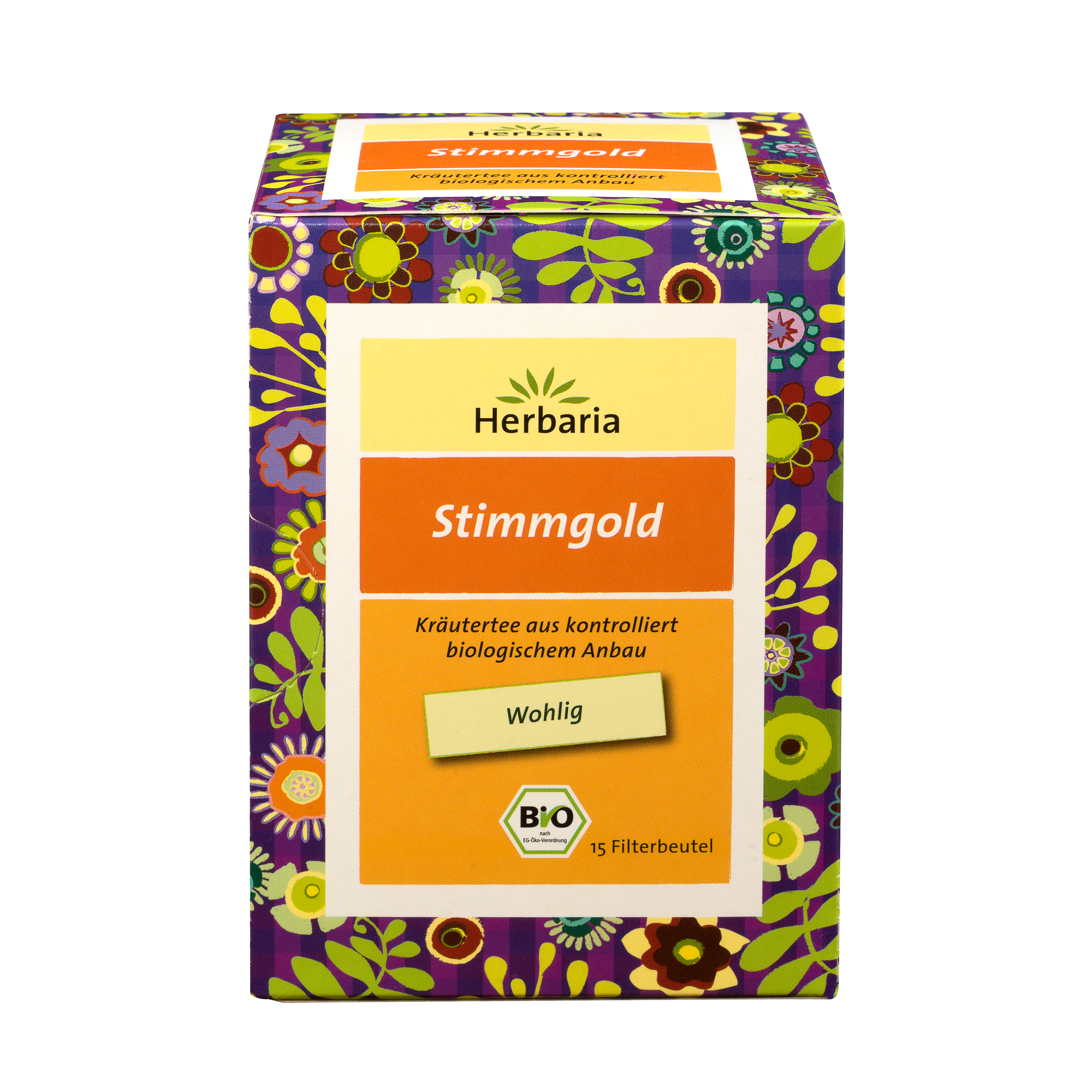 "Herbaria Stimmgold Tee Bio-Kräutertee 15 Filterbeutel."