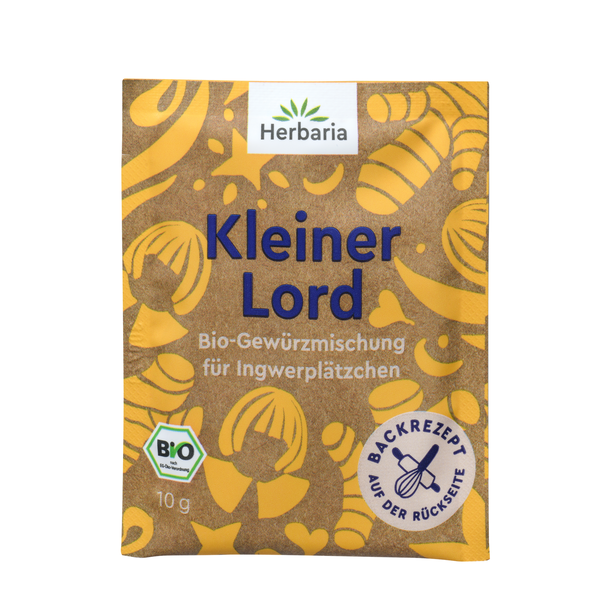 "Herbaria Kleiner Lord Bio-Gewürzmischung im Sachet zum Backen winterlicher Mürbeteigplätzchen, Ingwerkekse und -cookies."