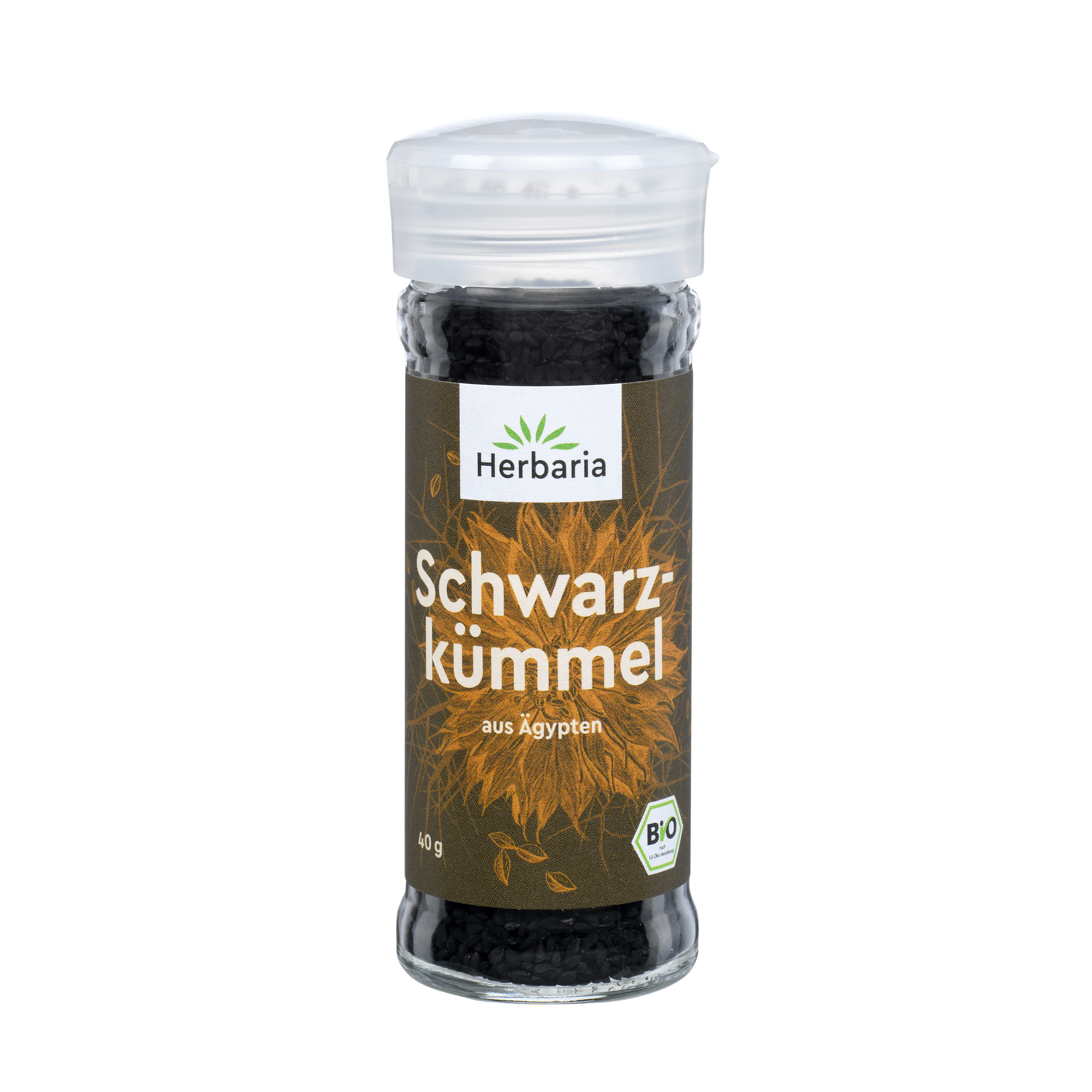 "Herbaria Bio-Schwarzkümmel im Glas-Gewürzstreuer."