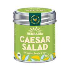 "Herbaria Caesar Salad Bio-Gewürzzubereitung in der Weißblechdose für den amerikanischen Salatklassiker."