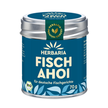 "Herbaria Fisch Ahoi Bio-Gewürzsalz in der Weißblechdose für gebratenen oder gegrillten Süßwasser- und Meeresfisch."