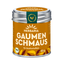 "Herbaria Gaumenschmaus Bio-Gewürzsalz in der Weißblechdose zum Verfeinern von allen Kartoffelgerichten."