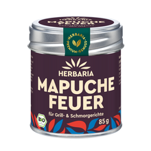 "Herbaria Mapuche-Feuer Bio-Gewürzzubereitung in der Weißblechdose für BBQ und Gerichte aus dem Schmortopf."