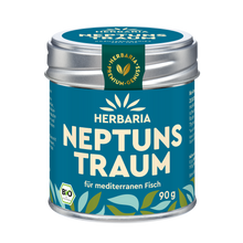 "Herbaria Neptuns Traum Bio-Gewürzsalz in der Weißblechdose für mediterrane Fischgerichte & Pasta."