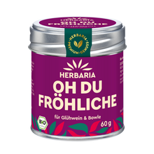 "Herbaria Oh du Fröhliche Bio-Gewürzmischung in der Weißblechdose für Glühwein."