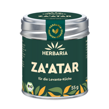 "Herbaria Za'atar Bio-Gewürzzubereitung in der Weißblechdose für Klassiker der Levante-Küche."