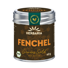 "Herbaria Bio-Fenchelsamen süß in der Weißblechdose."