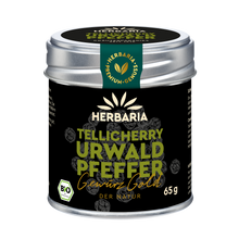 "Herbaria Tellicherry Urwaldpfeffer Bio-Pfeffer schwarz in der Weißblechdose."