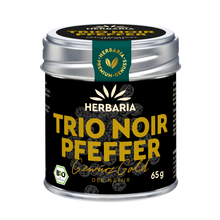 "Herbaria Trio Noir Bio-Pfeffer schwarz in der Weißblechdose."