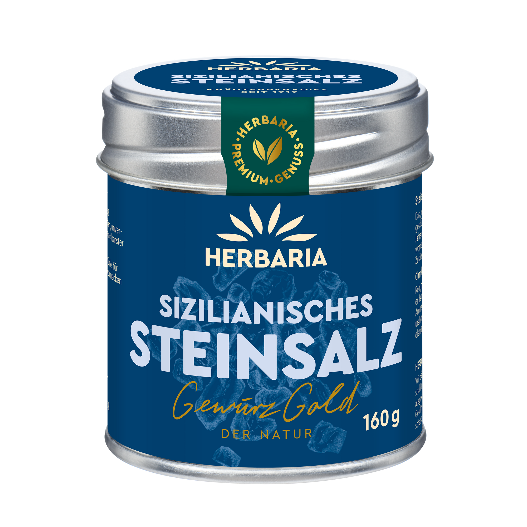 "Herbaria Sizilianisches Steinsalz grobe Salzkristialle in der Weißblechdose."