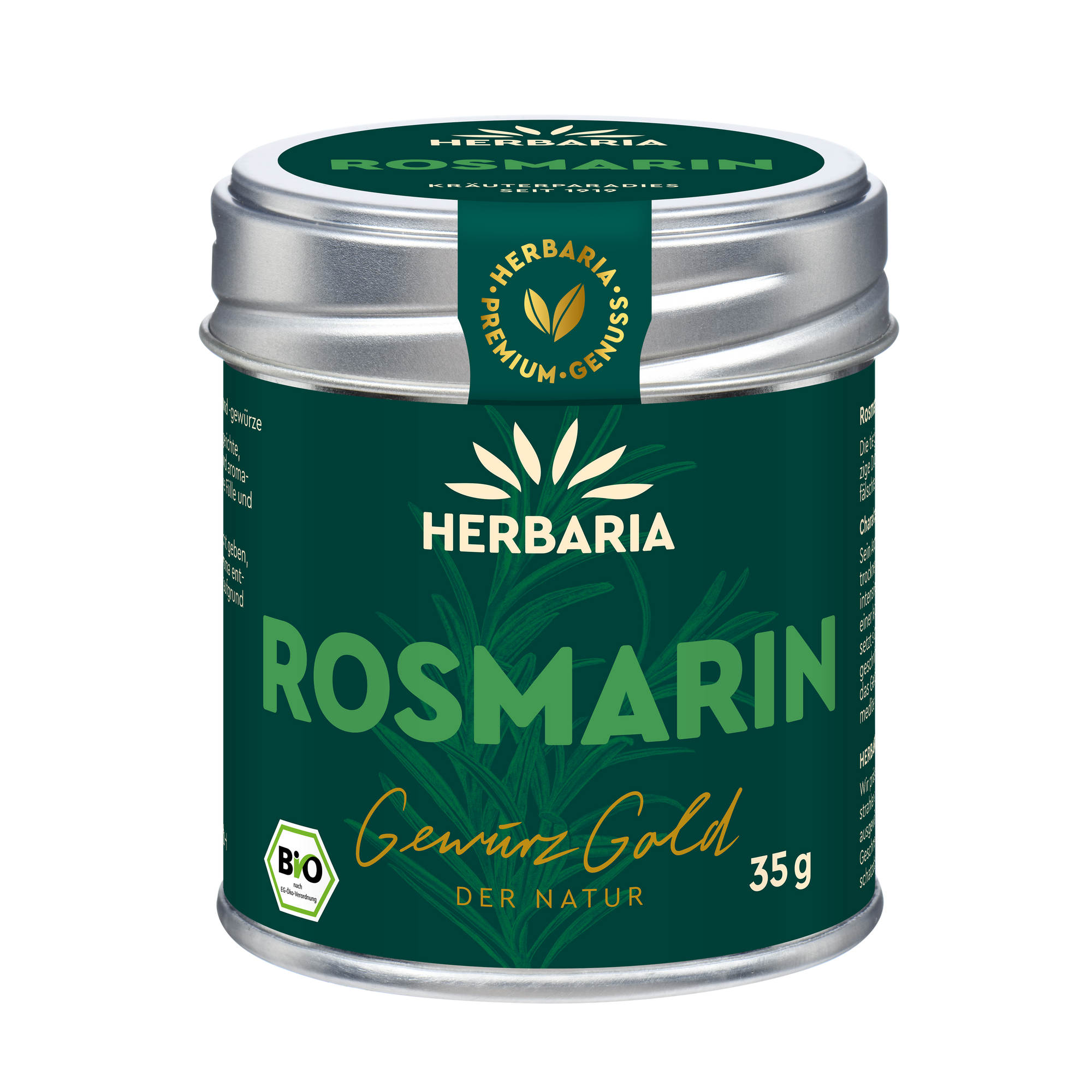 "Herbaria Bio-Rosmarin in der Weißblechdose."